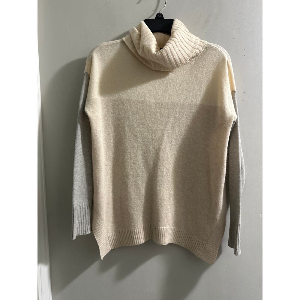 Ann Taylor Petite‎ Small 100% Cashmere turtleneck sweater color block